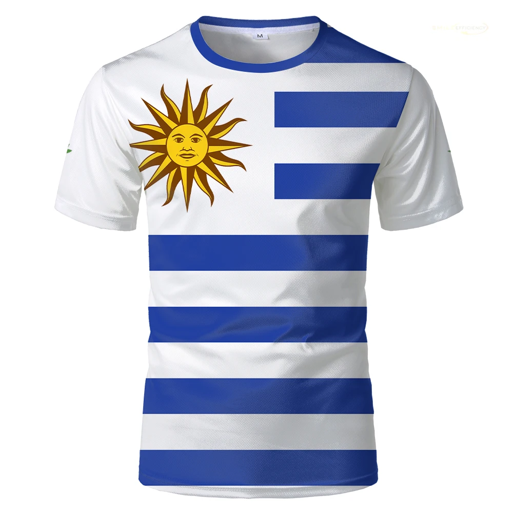 

New Uruguayan Flag National Emblem 3D Printed T-shirts Fashion Casual Breathable Sports Tops Custom Unisex Personalized Tee