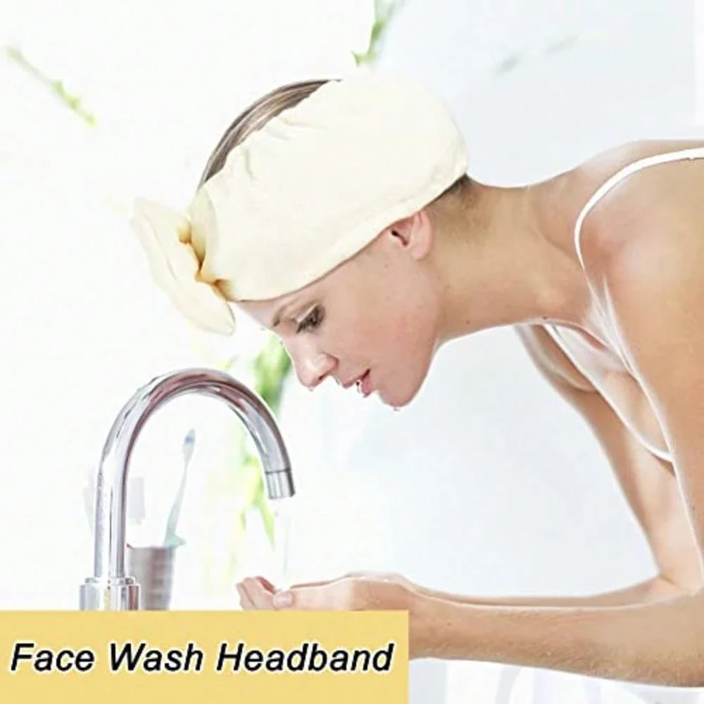 

Мягкая повязка для умывания из кораллового флиса с милым бантиком, эластичная повязка для волос для ухода за кожей и ванных процедур