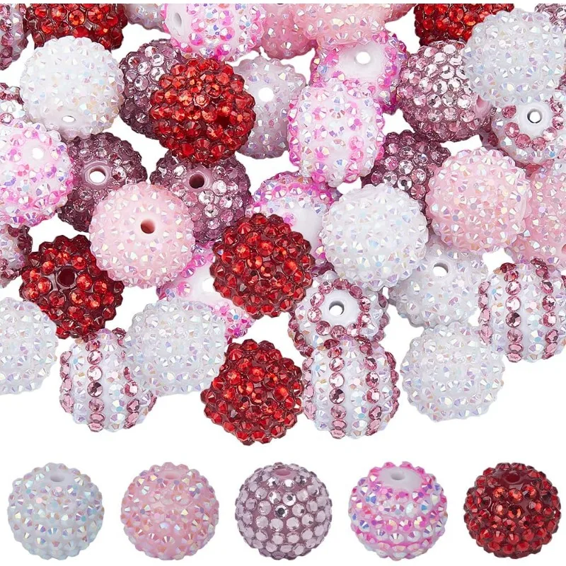 

36Pcs Rhinestone Bead 20mm Red Resin Chunky Bubblegum Beads Chunky Beads Bulk Diamond Beads Disco Ball Beads Rhinestone Spacer