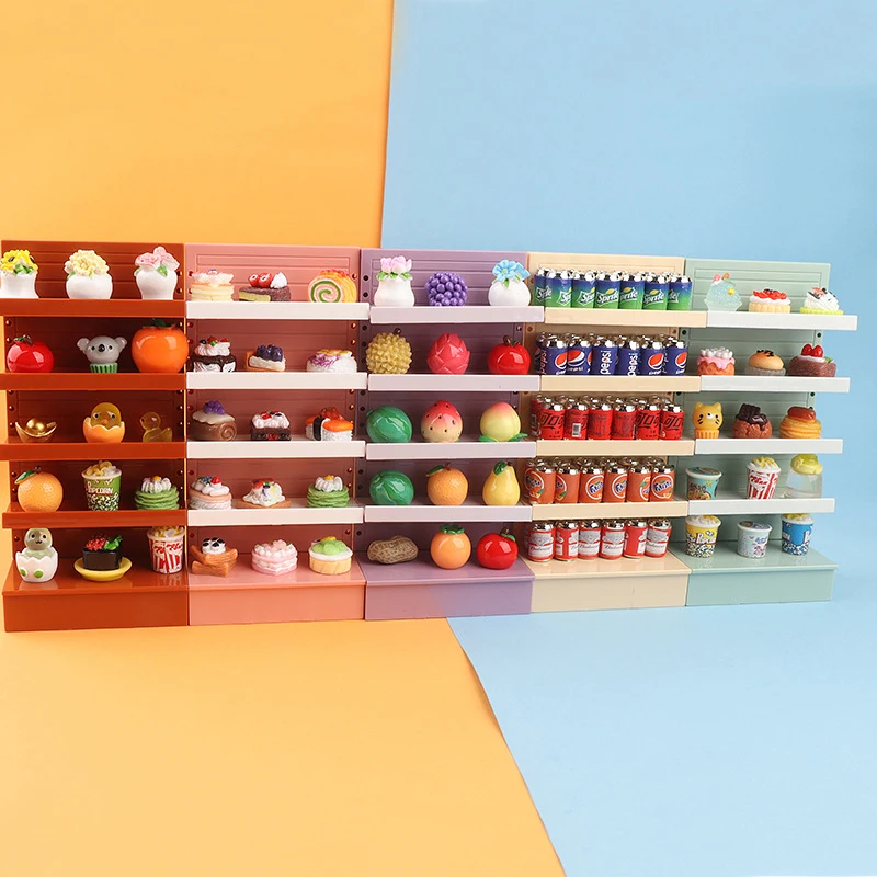 1PC Dollhouse Supermarket Display Shelf Dollhouse Simulated Snack Cabinet Dolls House Accessories