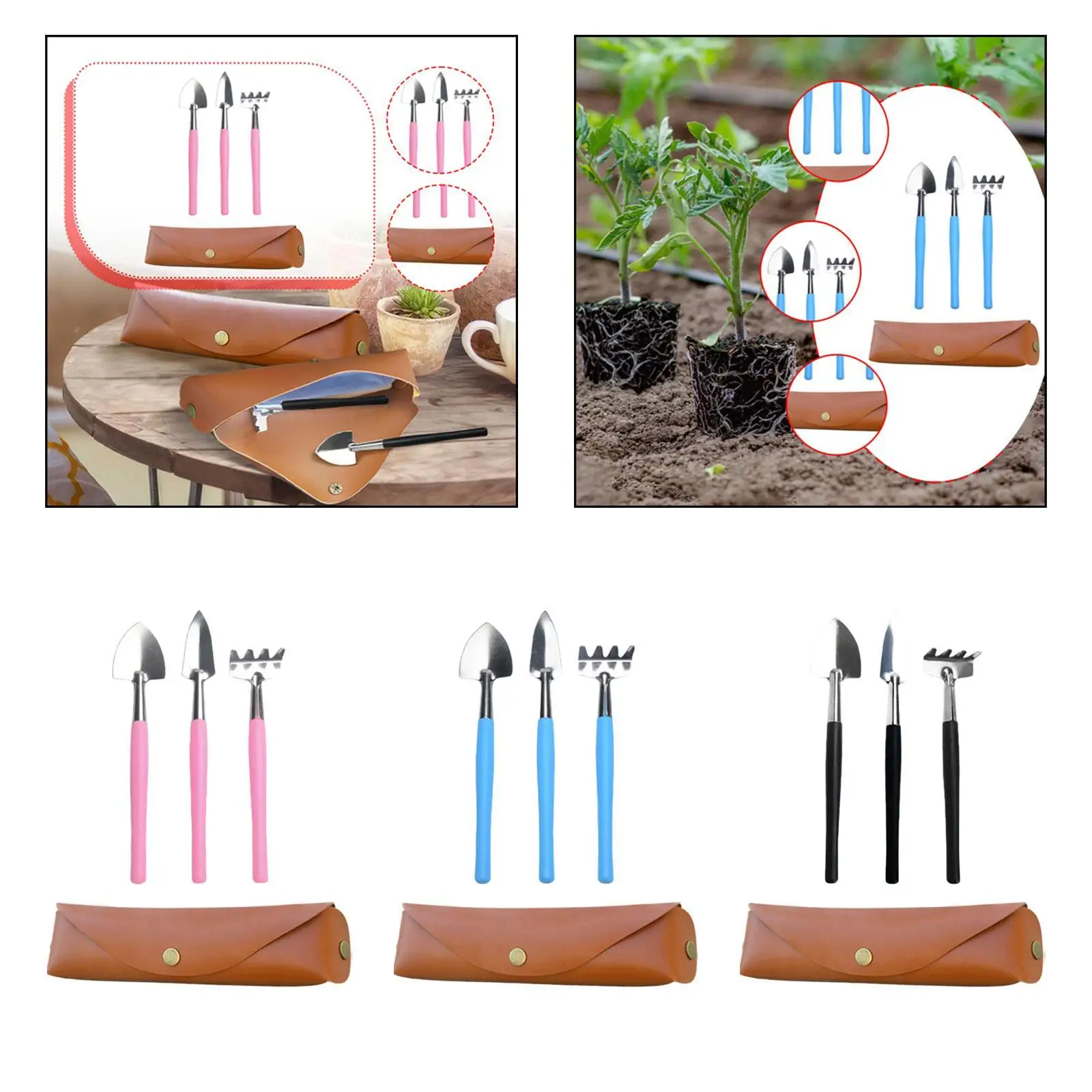 Gardening Tool Set with Mini Spade Rake Trowel for Flower Care And Yard Work
