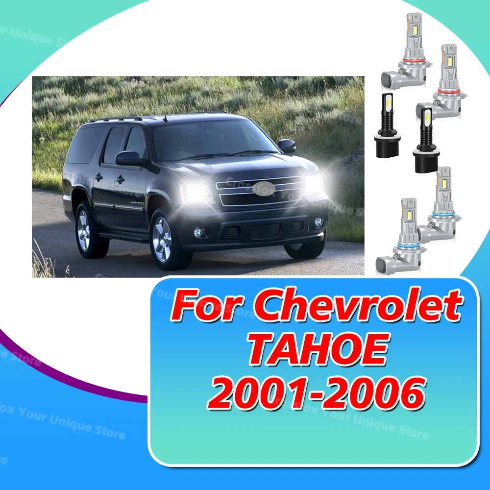 

2/6x светодиодные лампы для фар 6000K противотуманные фары для 2001 2002 2003 2004 2005 2006 Chevrolet TAHOE дальнего ближнего света 30000LM 12V Plug&Play