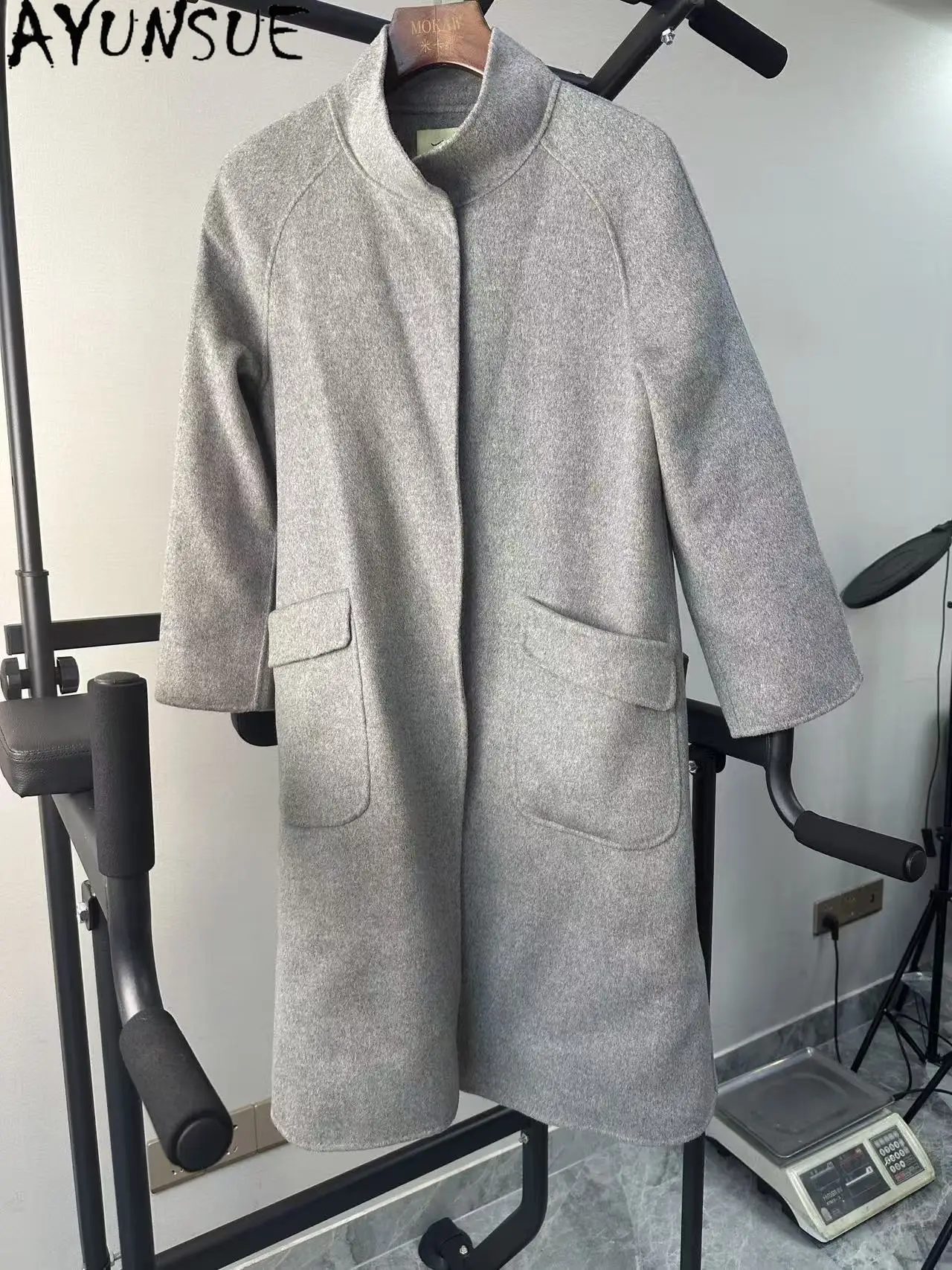 

AYUNSUE Real Wool Jacket Women Winter Clothes Double-sided Woolen Coats Unique Coat Promotion Minor Flaws No Refund No Exchange