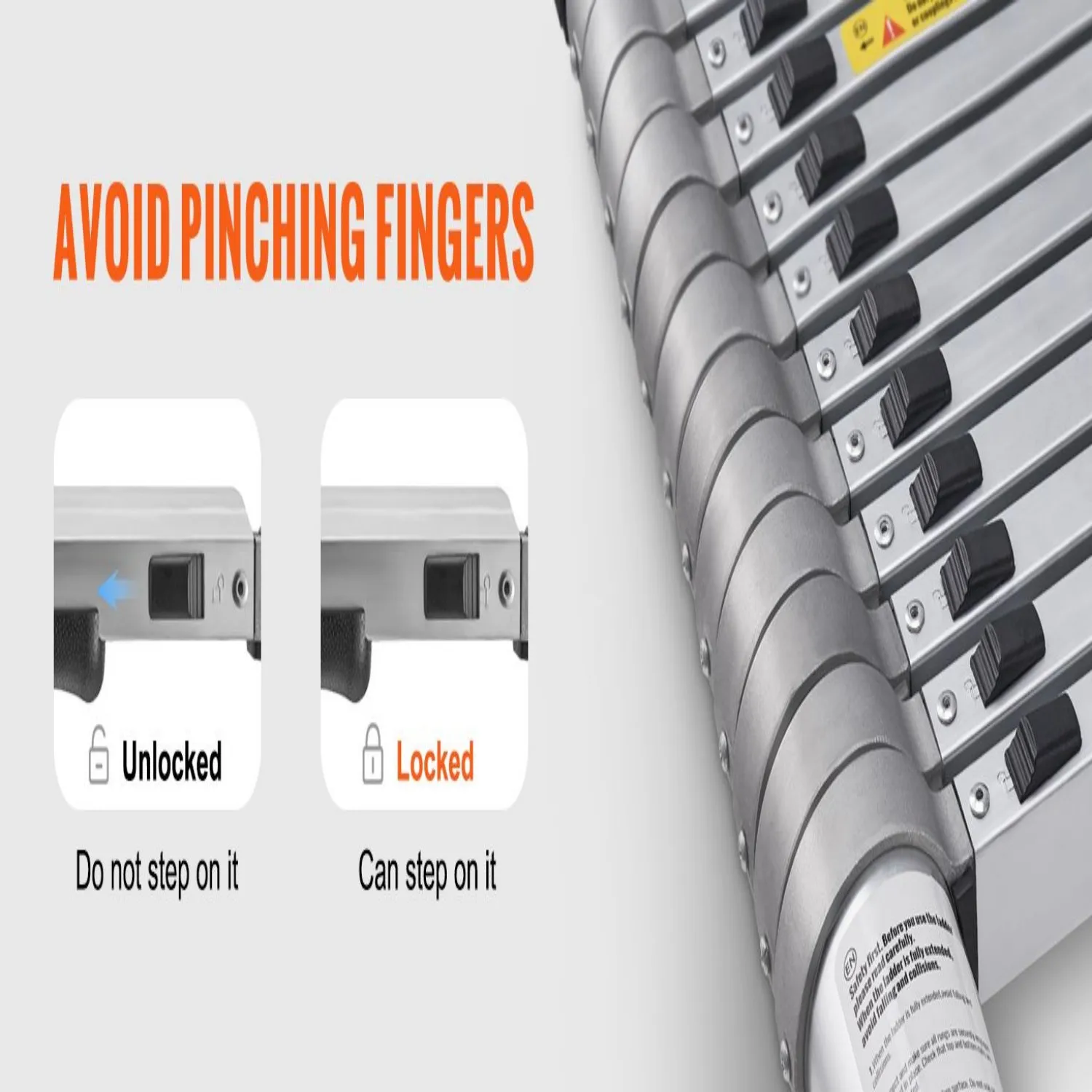 VEVOR Telescoping Ladder, 18.5 FT Aluminum One-button Retraction Collapsible Extension Ladder, 400 LBS Capacity with Non-slip Fe