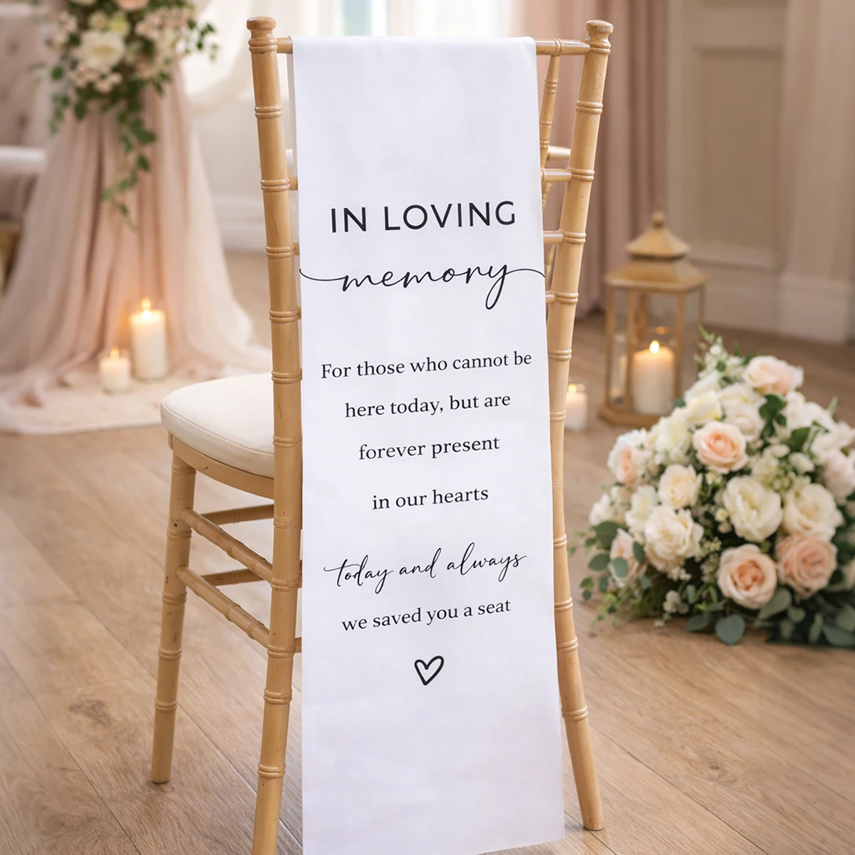 Memorial Wedding Chair Banner Wedding Party Decor Ceremony Supplies Reserved Seat Signs Banner for Someone in Loving Memory