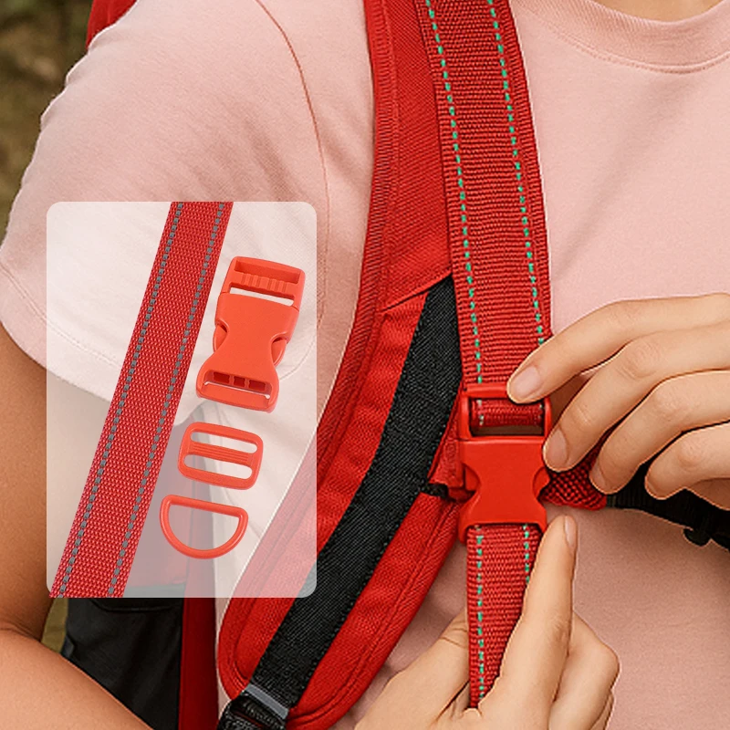 

1-5Sets 25mm Reflective Nylon Webbing Strap+Plastic Release Buckle Bags Tri-Glide Slider Clasp Replace Pet Collar Accessories
