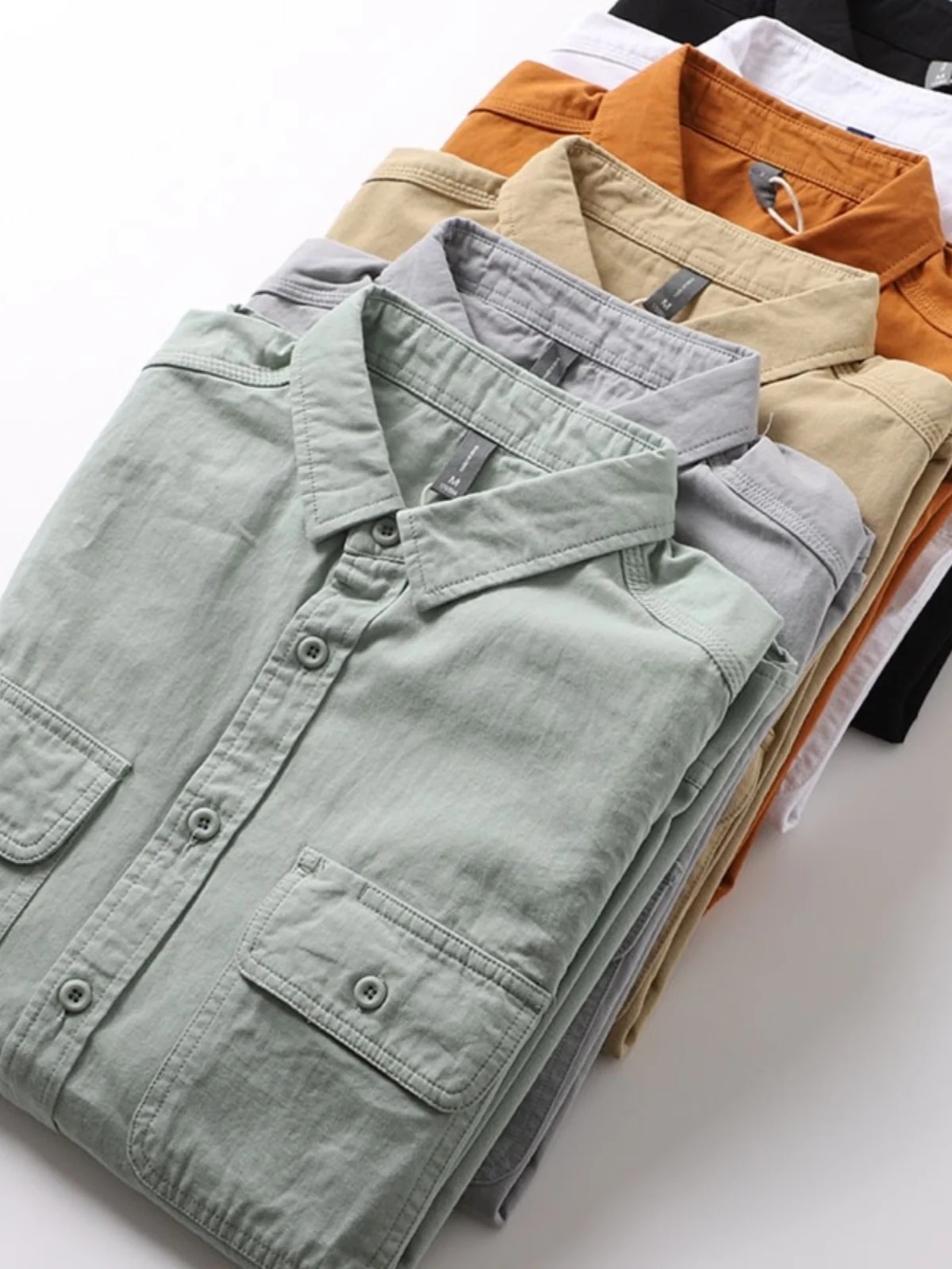 

Casual American Sle Long Sve irt Men's Workwear Spring Autumn Lightweight Outerwear Breathable Loose Fit Youth ular