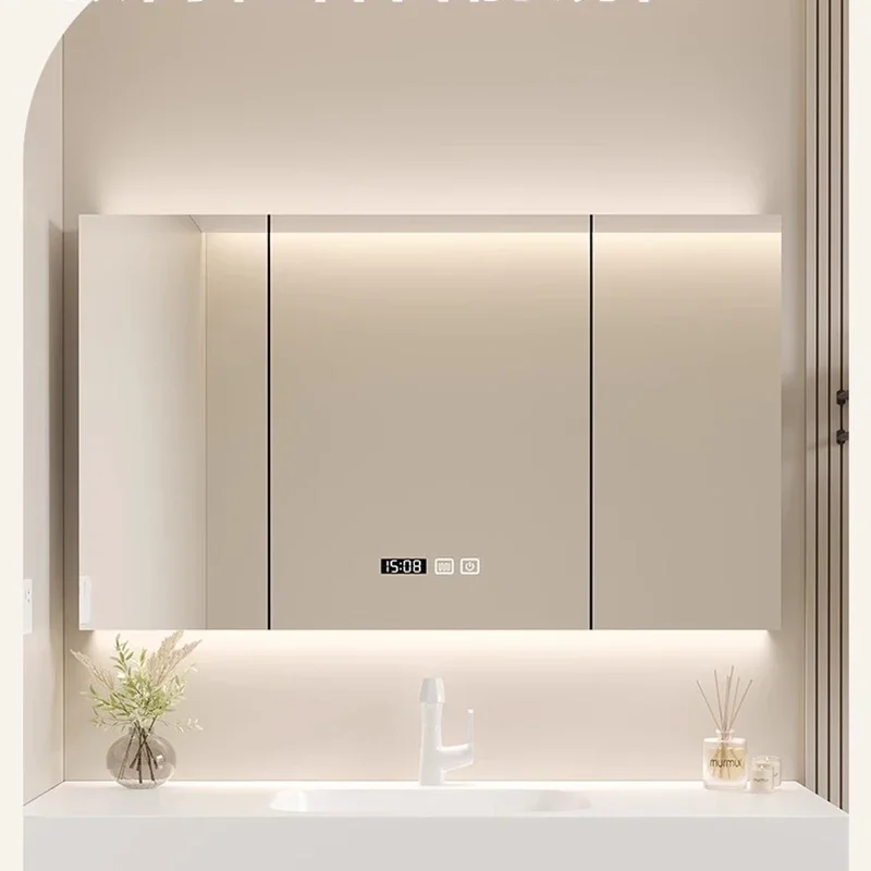 Sanitation Luxury Bathroom Cabinets Smart Light Defogging Home Furniture Vanity Mirror Bathroom Cabinets Locker Miroir De Salle