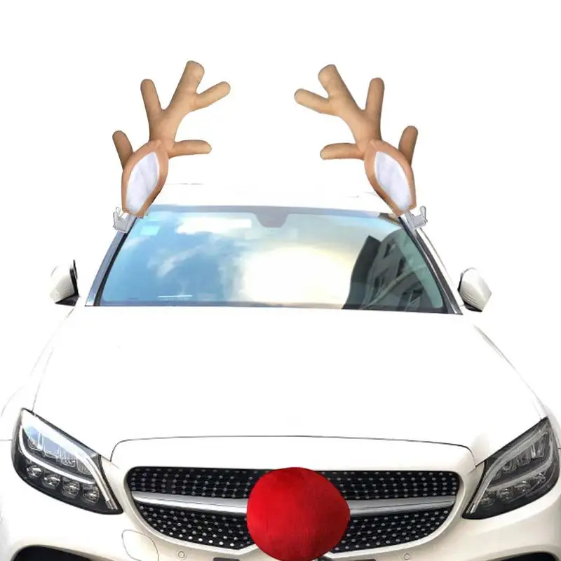 Christmas Antler Car Decorations Reindeer Antlers & Nose Christmas Decor Reindeer Antlers & Nose Kit Christmas Car Decorations