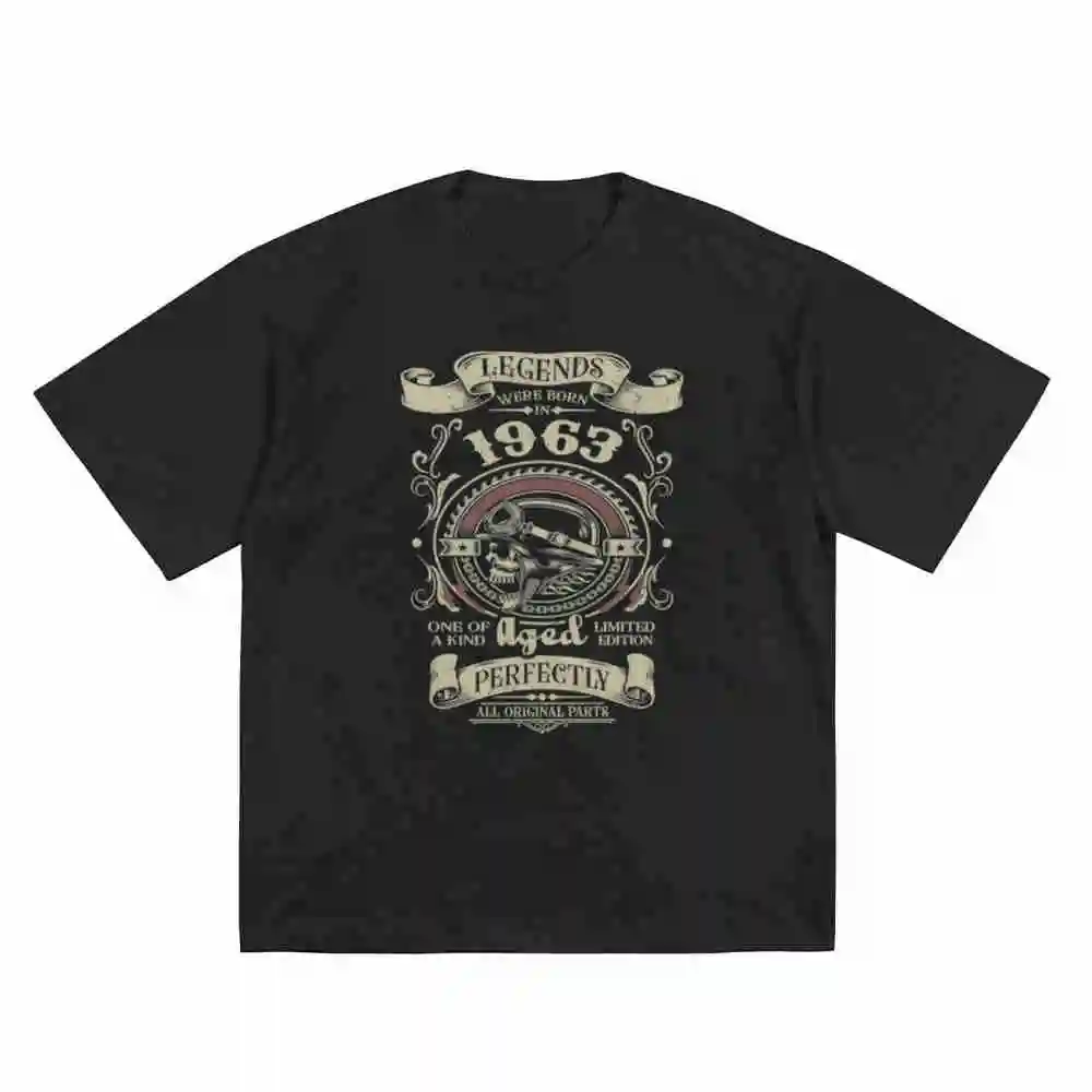 Legends Born 1963 60th Biker Short Sleeve Tee 100% Cotton T-Shirt