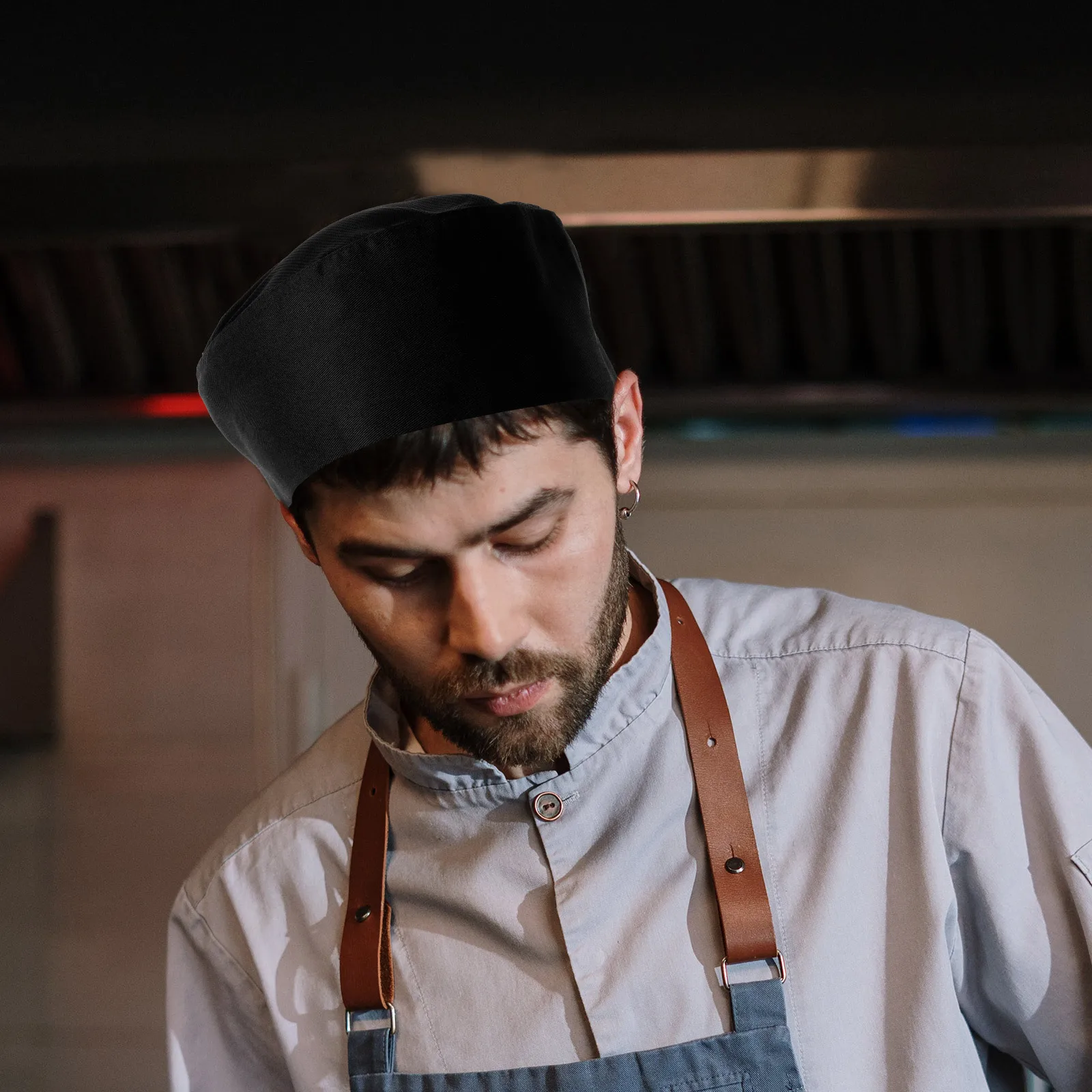 Chapeau de Chef en coton pour hommes et femmes, 1 pièce, uniforme de Restaurant, bonnet Bouffant, casquette de travail de cuisinier, chapeau de service