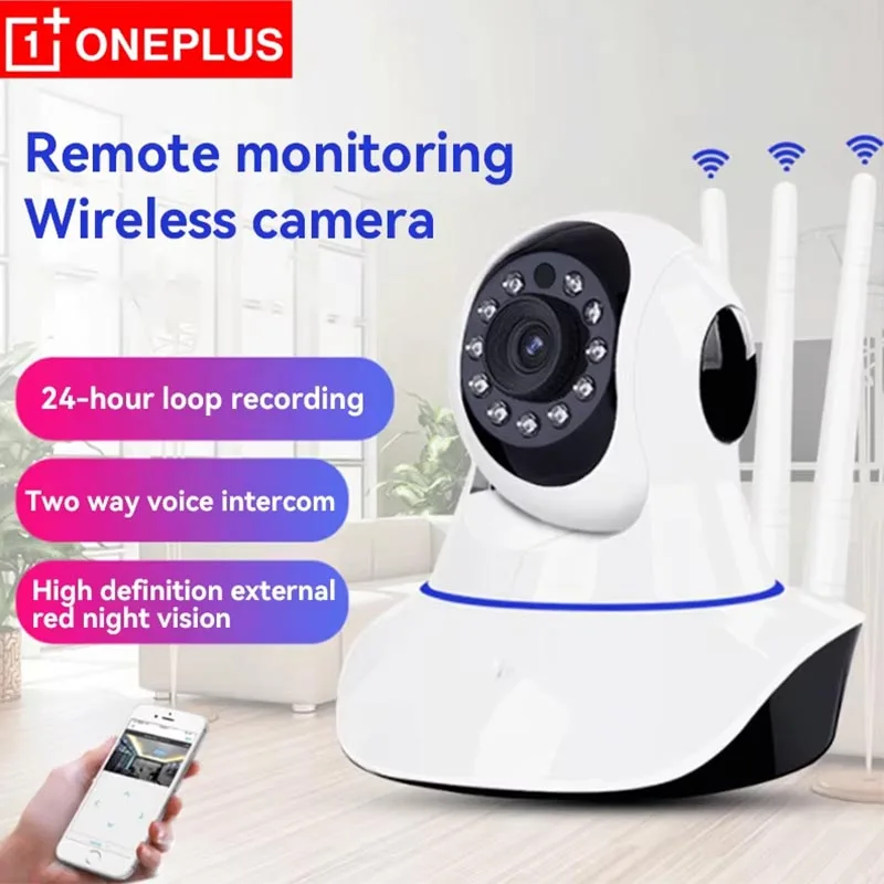 

Домашняя Wi-Fi камера OnePlus HD с ночным видением 360° ° Поворотная камера видеонаблюдения с дистанционным управлением, функцией панорамирования и наклона, для домашней безопасности