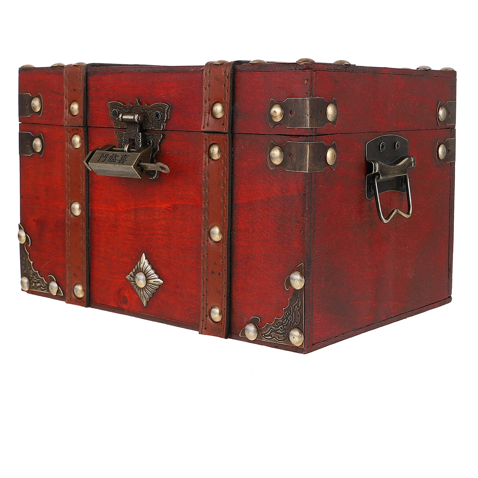 

Wooden Storage Box with Lock Sturdy Lightweight Desk Organizer for Pen Pencil Phone Vintage Desktop Box Storage