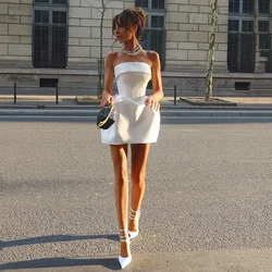 Strapless Satin Mini Wedding Dress Fold Neck Corset Bridal Gown Design Elegant Short Bride Outfit For Engagement Elopement 2026