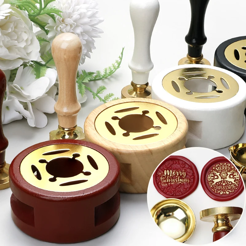 3PCS Wax Seal Stamp Set Lacquer Furnace Solid Wood Stove Fire Paint Seal Supplies Wax Spoon Sealing Wax Melting Pot Craft