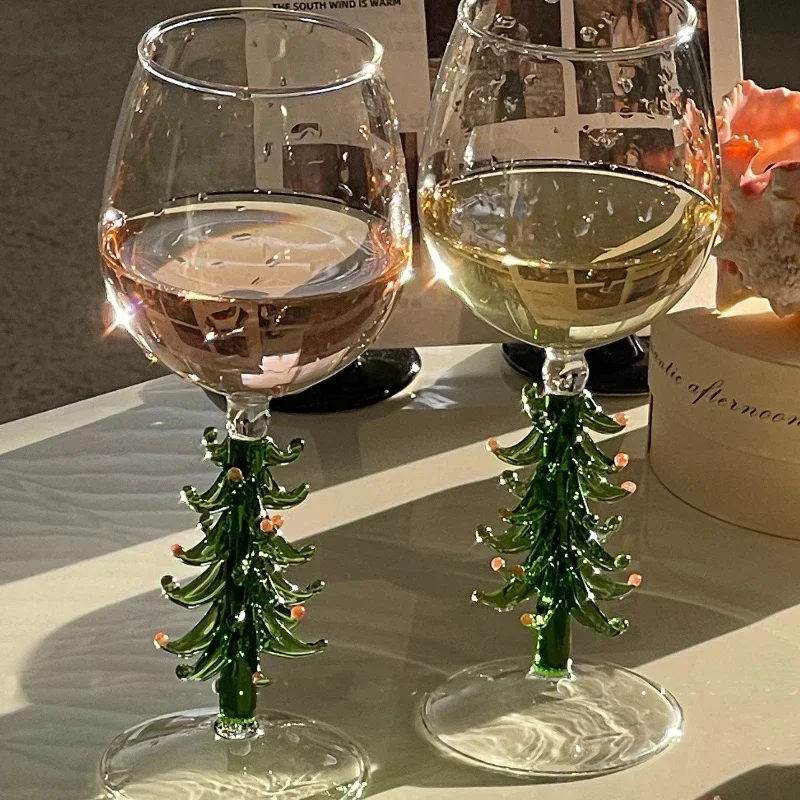 Copa de vino de Navidad de ambiente avanzado, copas de vino de colores, decoración de árbol de navidad, regalos de navidad