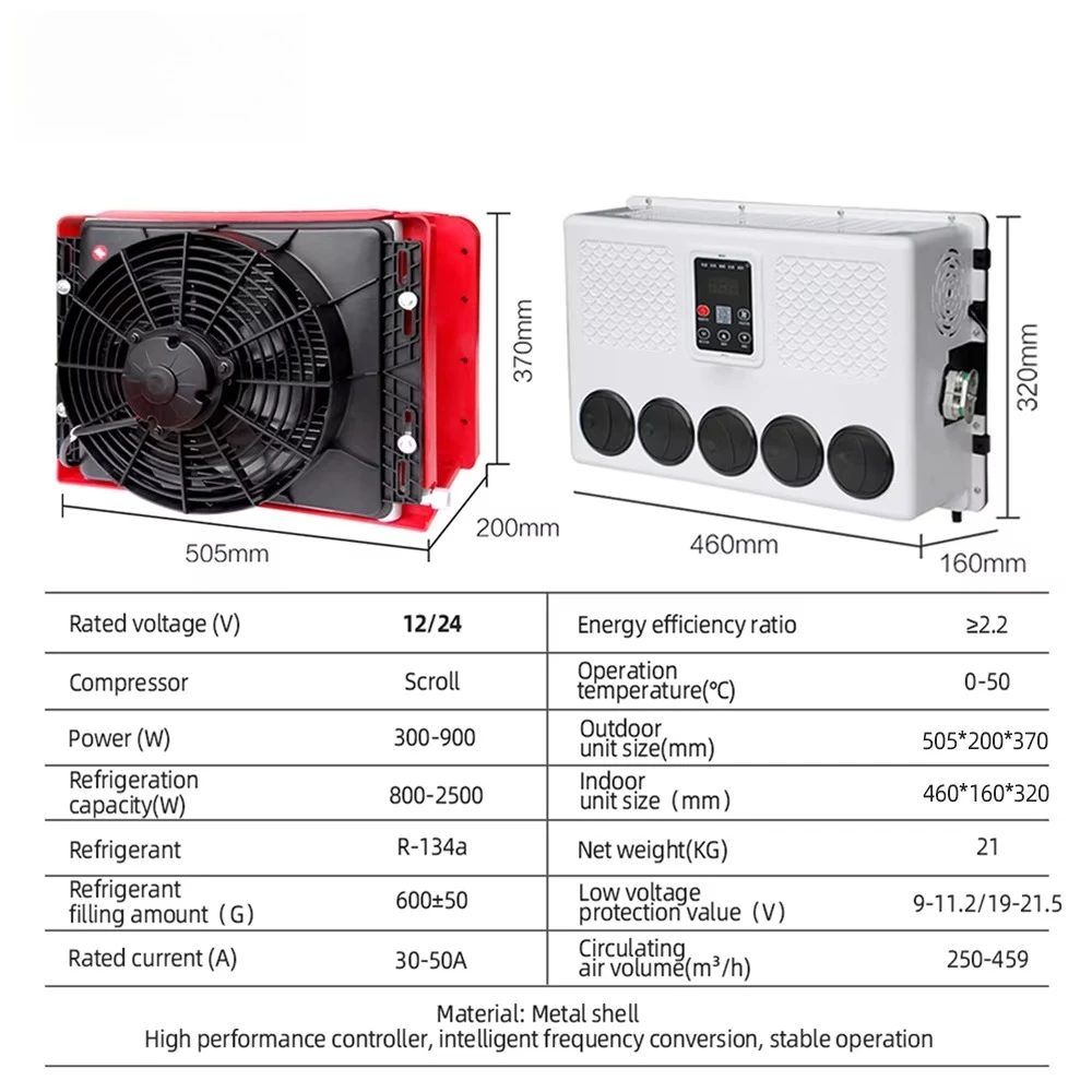 Electric AC Split Unit New Arrival 12V DC Air Conditioner for Cars Trucks Buses Boats 24V Made for R-134a