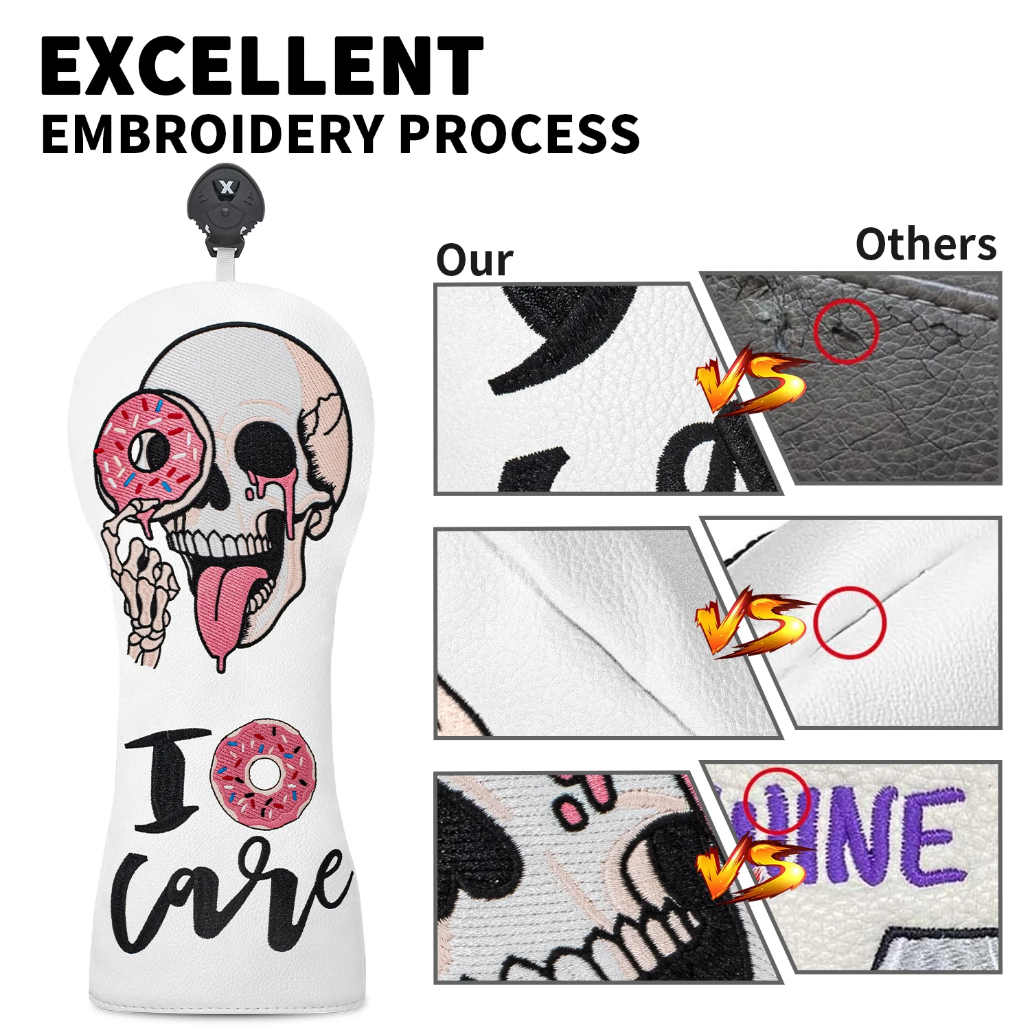 غطاء حماية لنادي الجولف، تصميم جمجمة الدونات، ملحقات الجولف، مقاوم للغبار ومتين، يوفر أفضل حماية #6