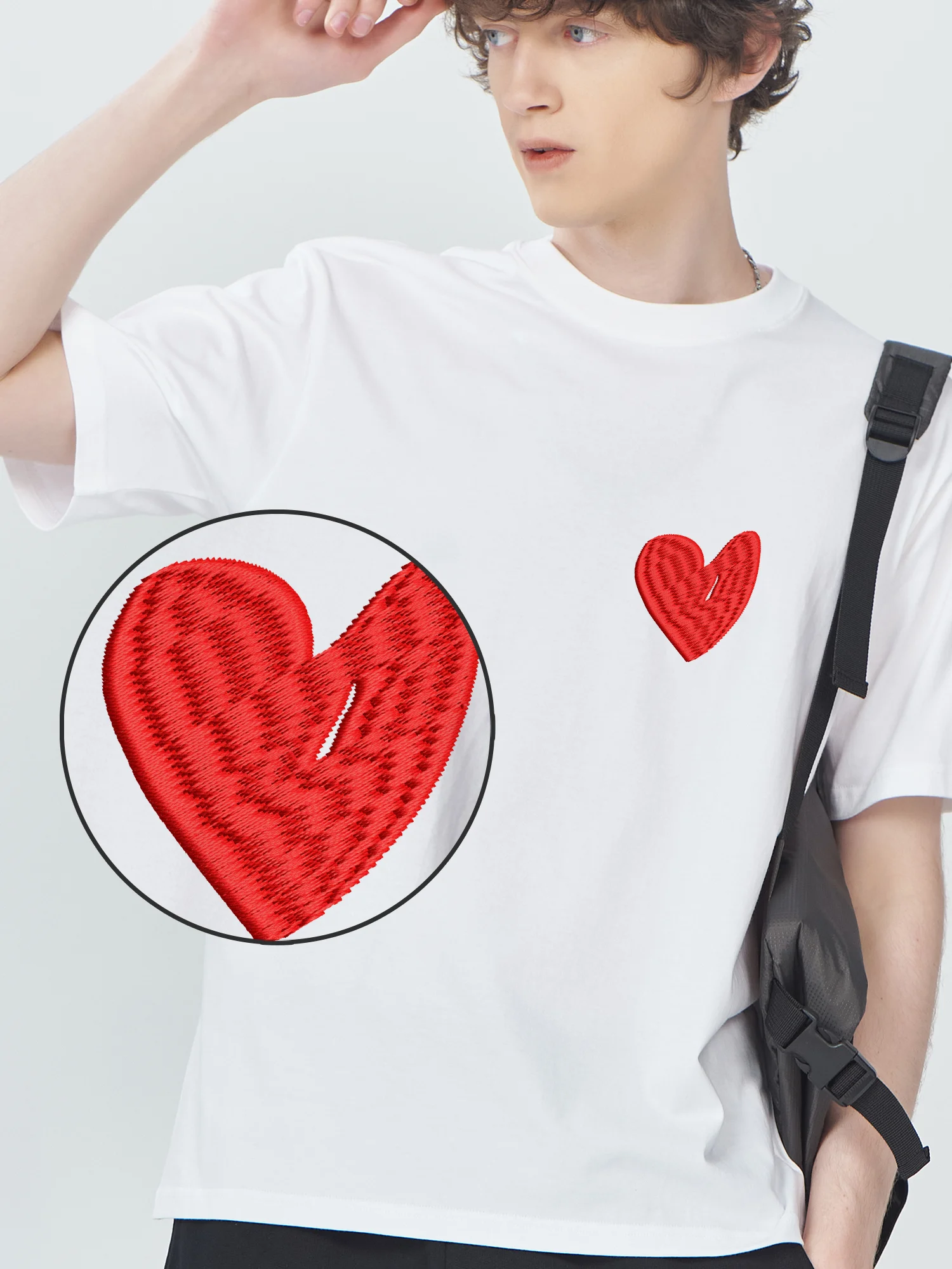 

Heart Pattern Embroidered T shirts Cotton Graphic Tees Fashionable and Trendy New Shirts And T-Shirts For Men Women