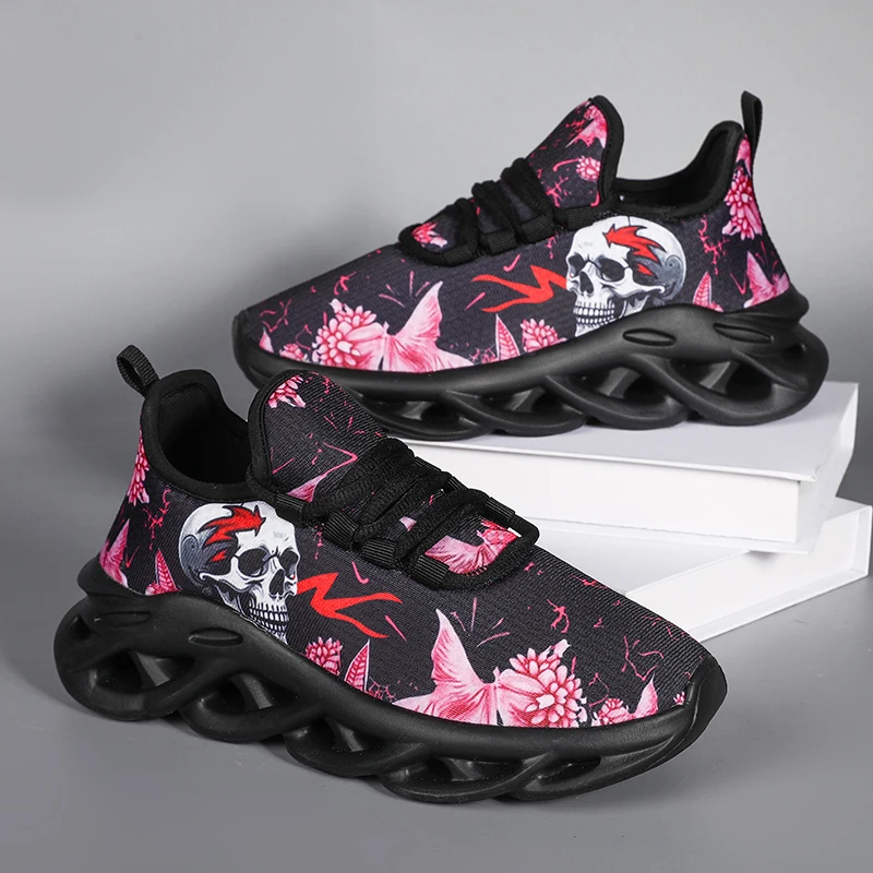 Moipheng Women Running Shoes Mesh Skull Print Pattern Sports Shoes Ladies Breathable Casual Platform Sneakers Zapatillas Mujer_voghion.com