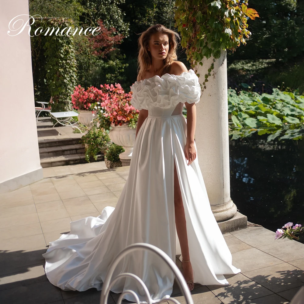 Vestido De Novia moderno plisado De corte a para mujer, vestido De Novia con abertura alta sin tirantes y hombros descubiertos con bolsillos, Vestidos De Novia personalizados