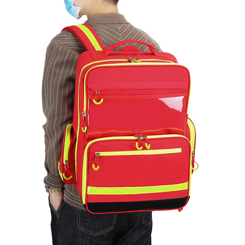 Outdoor waterproof emergency medical kit, large capacity fire rescue backpack, first aid backpack