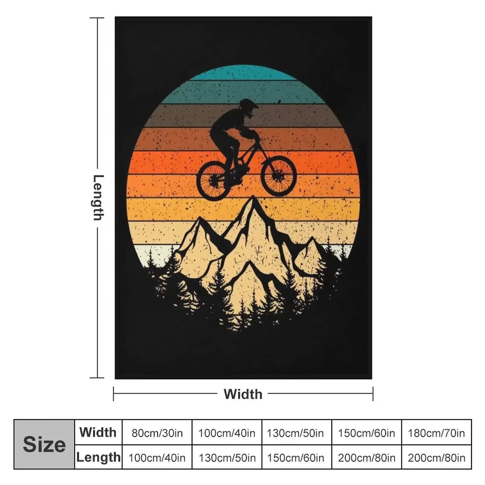 Mountainbike Downhill Retro Vintage Gift Throw Blanket couch cozy soft plush fuzzy picnic outdoor blanket