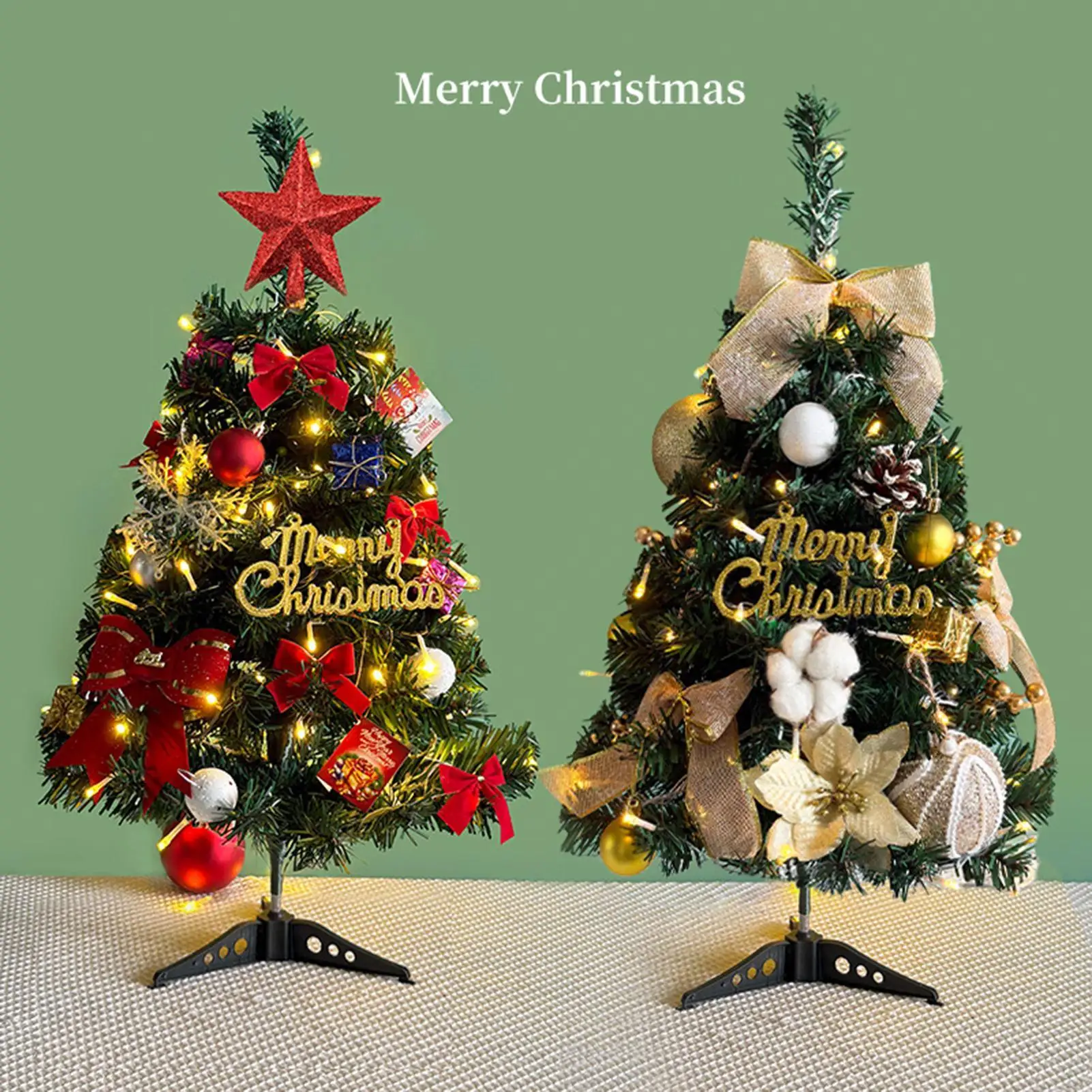 

45cm Christmas Tree Set Christmas Decor with Lights Desktop Mini Christmas Tree Ornaments New Year Party Decoration Gift Navidad