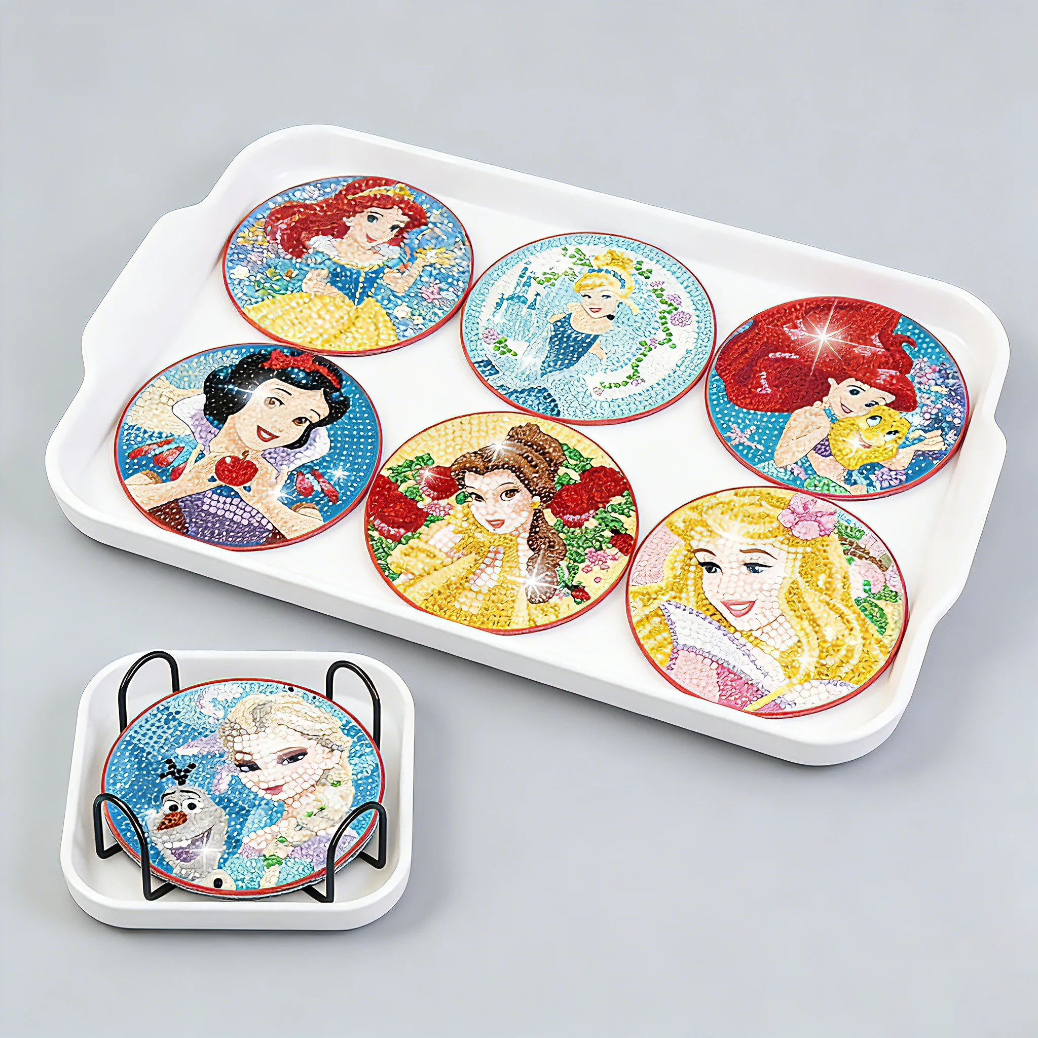 Princess Queen Series Disney  Diamond Painting Coasters with Holder DIY Cartoon Character Souvenirs New Arrival view 4