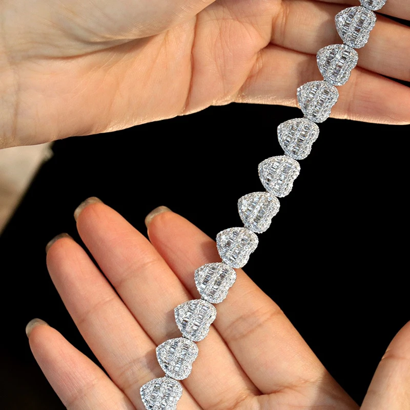 KUGG 100% 18K White Gold Bracelet Luxury Romantic Style 5.50carat Real Natural Diamond Bracelet for Women Wedding Fine Jewelry