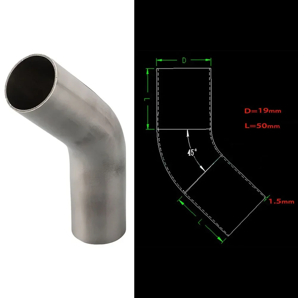 Versatile Stainless Steel Elbow 45° Bend Exhaust Pipe Polished 19-51mm For Forming Or Repairing Pipes In Automotive Exhaust Tool