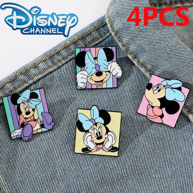 Disney Anime Creative Personality Minnie Metal Brooch Decoration Kid Cute Cartoon Badge Drip Oil Alloy Pin Accessories Wholesale