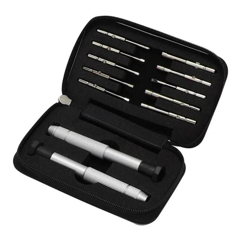 Krachtige 12Pcs Eyeglasses Screwdriver Set with Pouch Sunglasses Repair Kit Glasses Optical Repair Tool Parts Assorted Kit