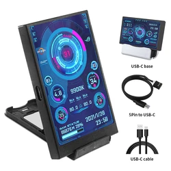 3.5 / 5 Inch IPS Type-C Secondary Screen Mini Computer USB Display CPU GPU RAM HDD Monitor with Holder Metal Case No Use AIDA64