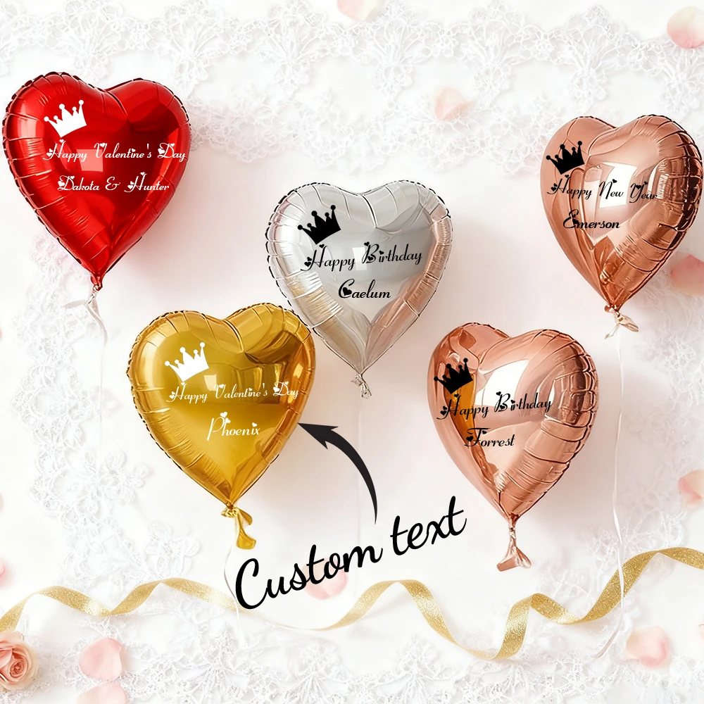 Custom Heart Balloon Customizable Personalized Name Text Home Party Decoration Crown Balloon Birthday Gift Custom Name Balloon image 4