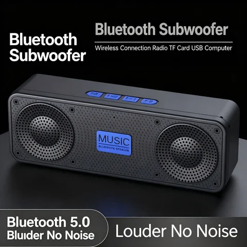 ‌S18 Bluetooth Speaker w/ Subwoofer, FM Radio, 20H Battery, Waterproof, Stereo for Phone/PC Outdoor