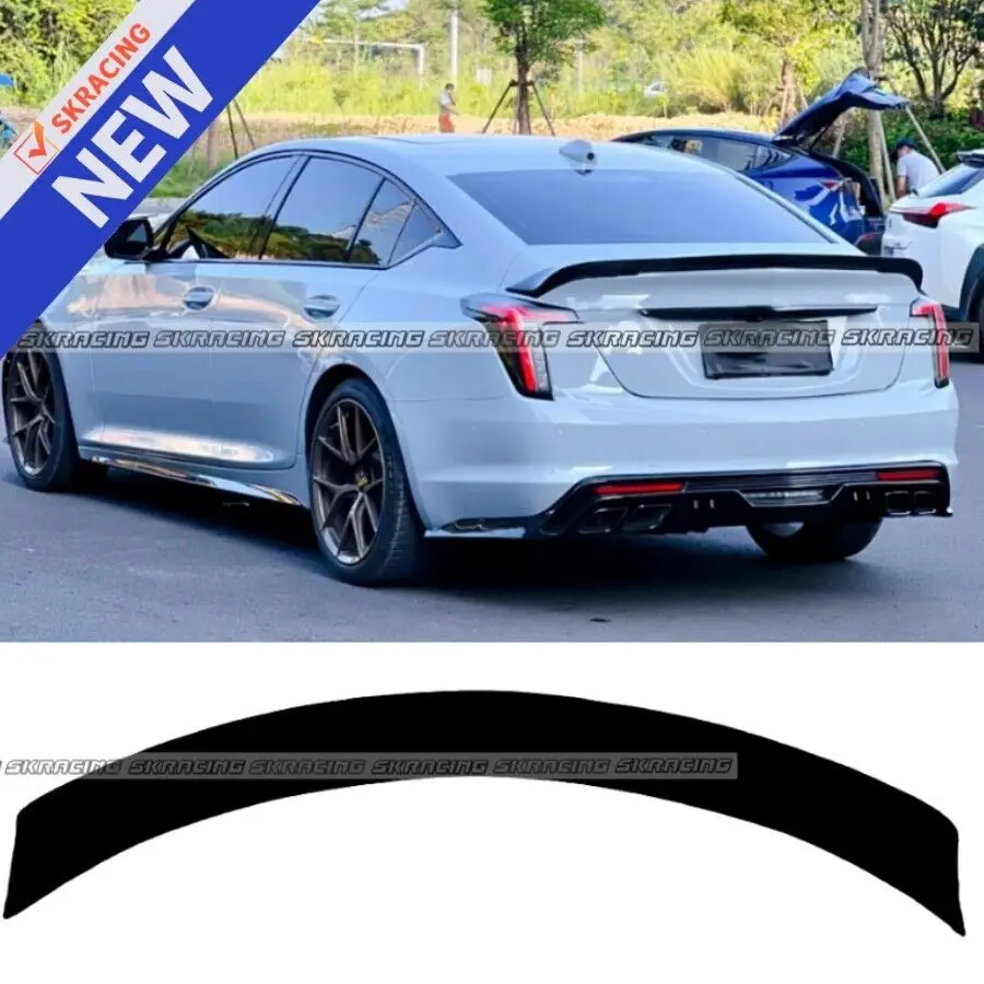 Glossy Black FRP Rear Spoilers Trunk Wings Lip Bodykit Fits For Cadillac CT4 2020-2023 Decorative Trims Bodykits Exterior Parts