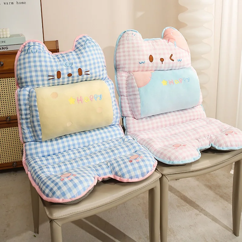 Cat Back Cushion Yellow Pink Gingham Styles 45x90cm Soft Plush Seat for Living Room Sofa Accent Comfort Home Display
