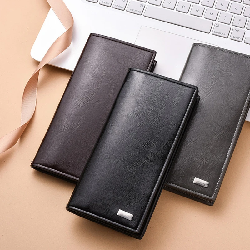 Men Long Wallets Section Fashion Simple Coin Bag High Capacity ID Card Holder Purse Clutch With Zipper Mobile Phone Bags