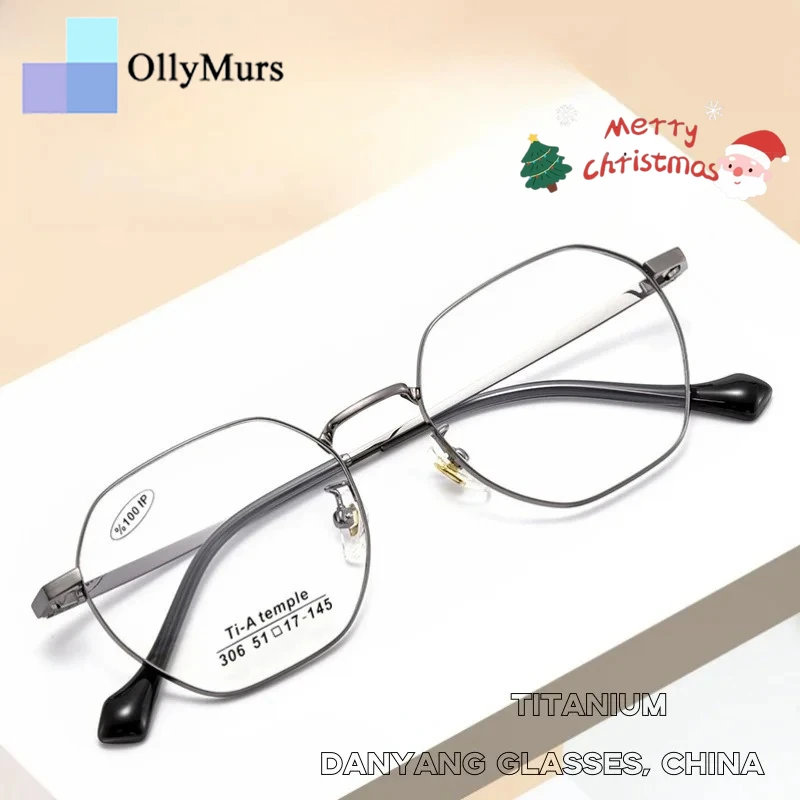 

OLLYMURS модные титановые ретро оптические очки в оправе сверхлегкие удобные маленькие многоугольные очки по рецепту 306