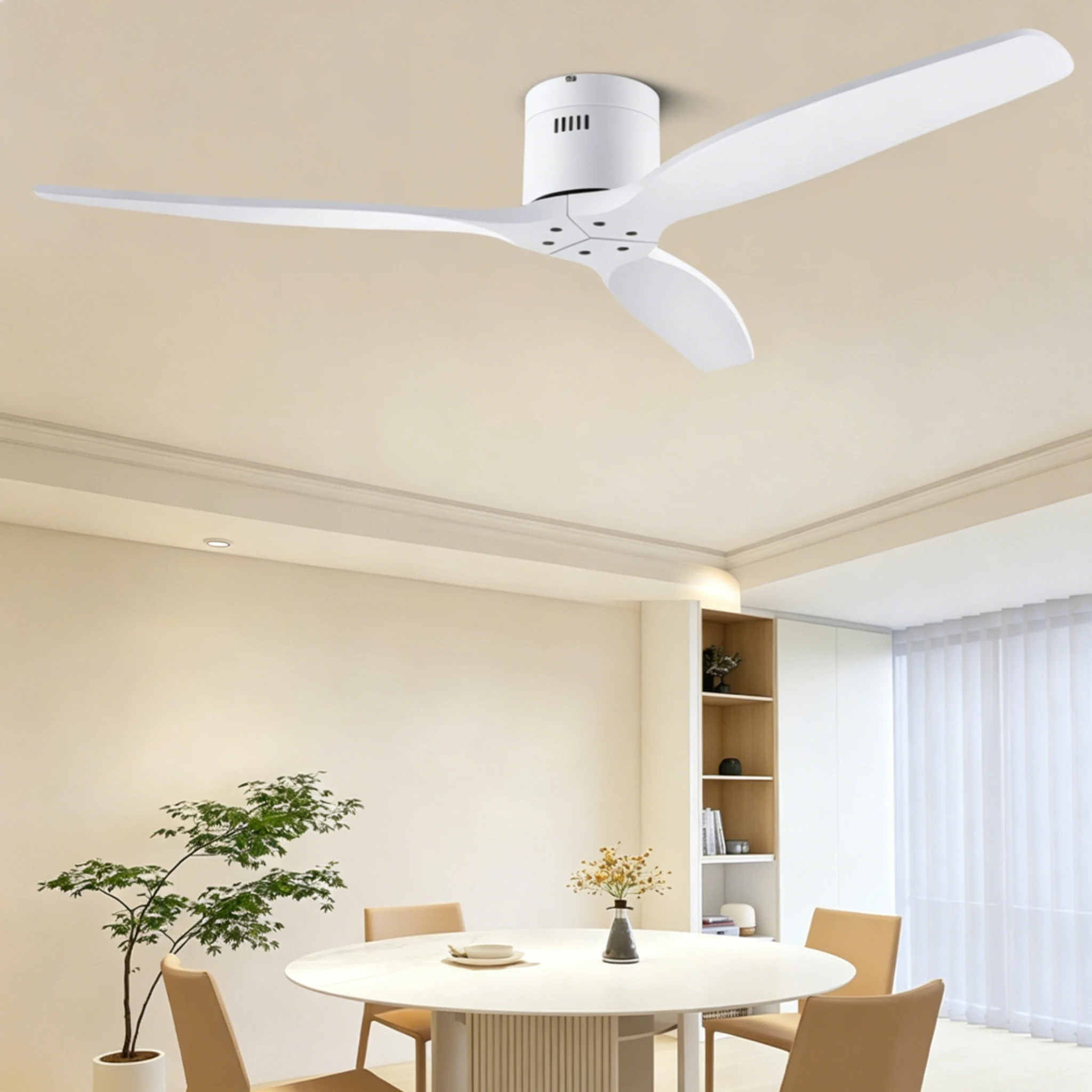 Silent Remote Control Electric Fan 52 Inch Solid Wood Ceiling Fan Dining Room Living Room Variable Frequency Ceiling Fan