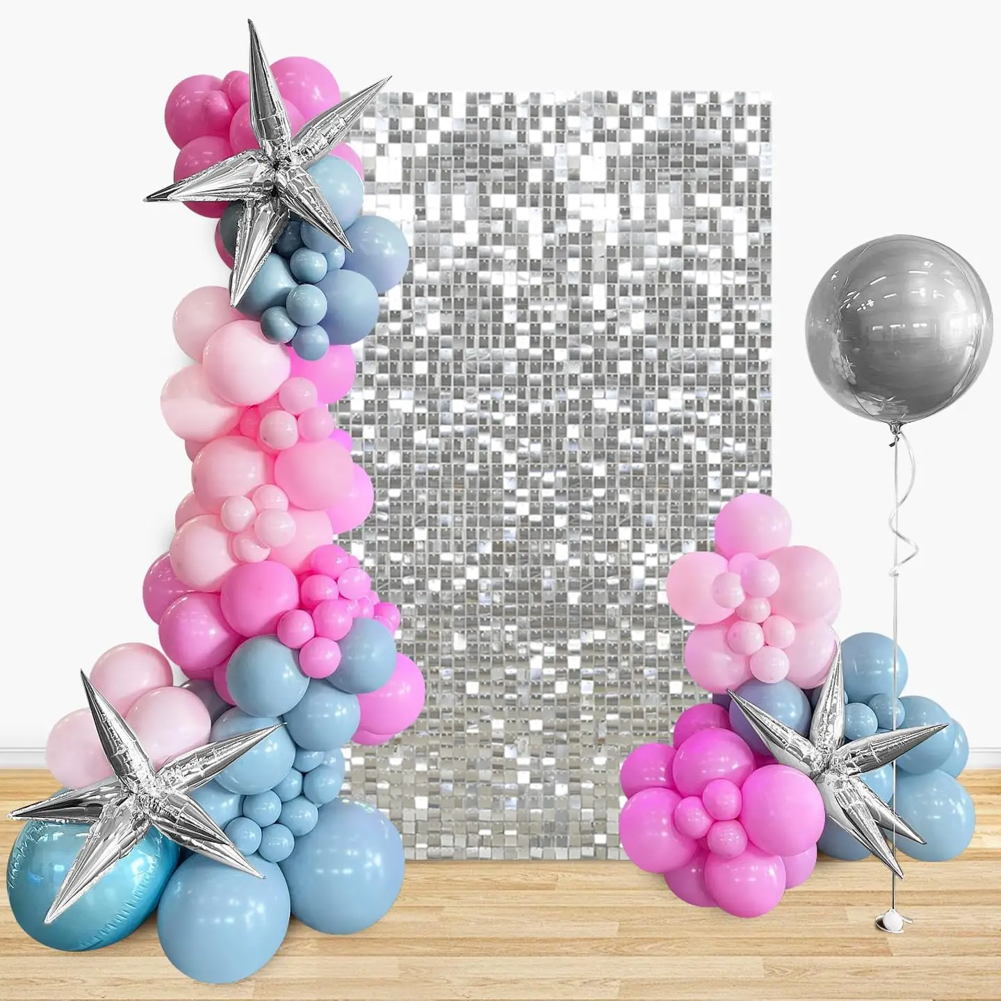 (12 Packs)Silver Shimmer Backdrop Disco Backdrop Wedding Silver Shimmer Wall Backdrop Panels Christmas Glitter Wall Background