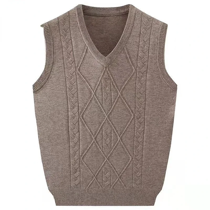 New Autumn Spring Fashion Brand Pullover Sweater V Neck Knit Vest Men Trendy Wool Loose Sleeveless Casual Men Clothing