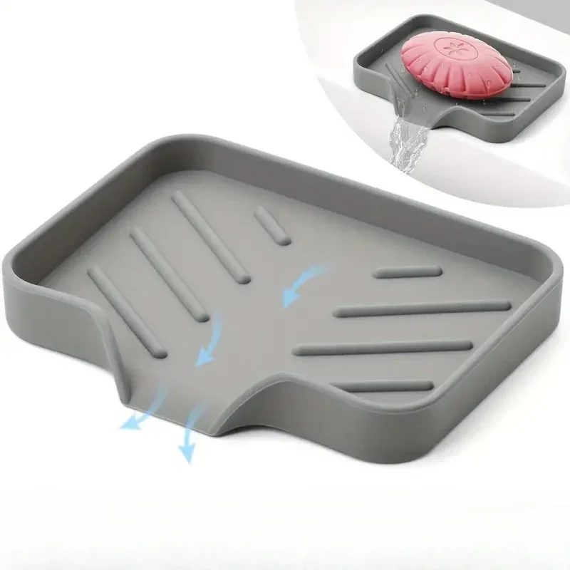 Silicone Faucet Mat Kitchen Sink Tray Soap Dispenser Sponge Drain Pad Sink SplashDrying Mat Countertop  Tray SoapTray Strainer