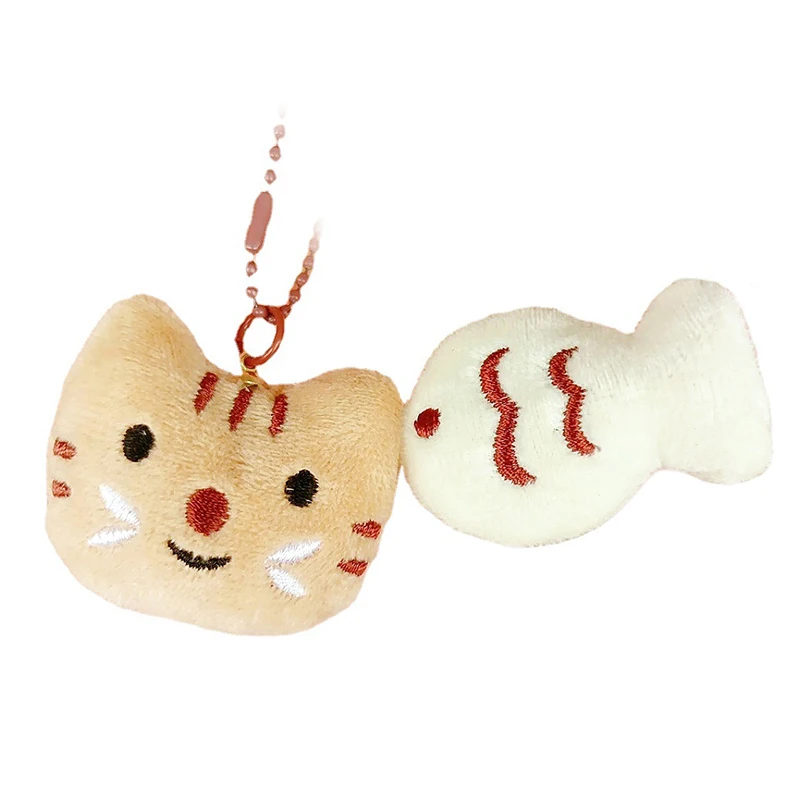 Cartoon Plush Cat Keychain On Backpack Hairy Kawaii Silk Fish Pendant For Women Men Kid Toy Doll Key Chain Bag Car Keyring Gift