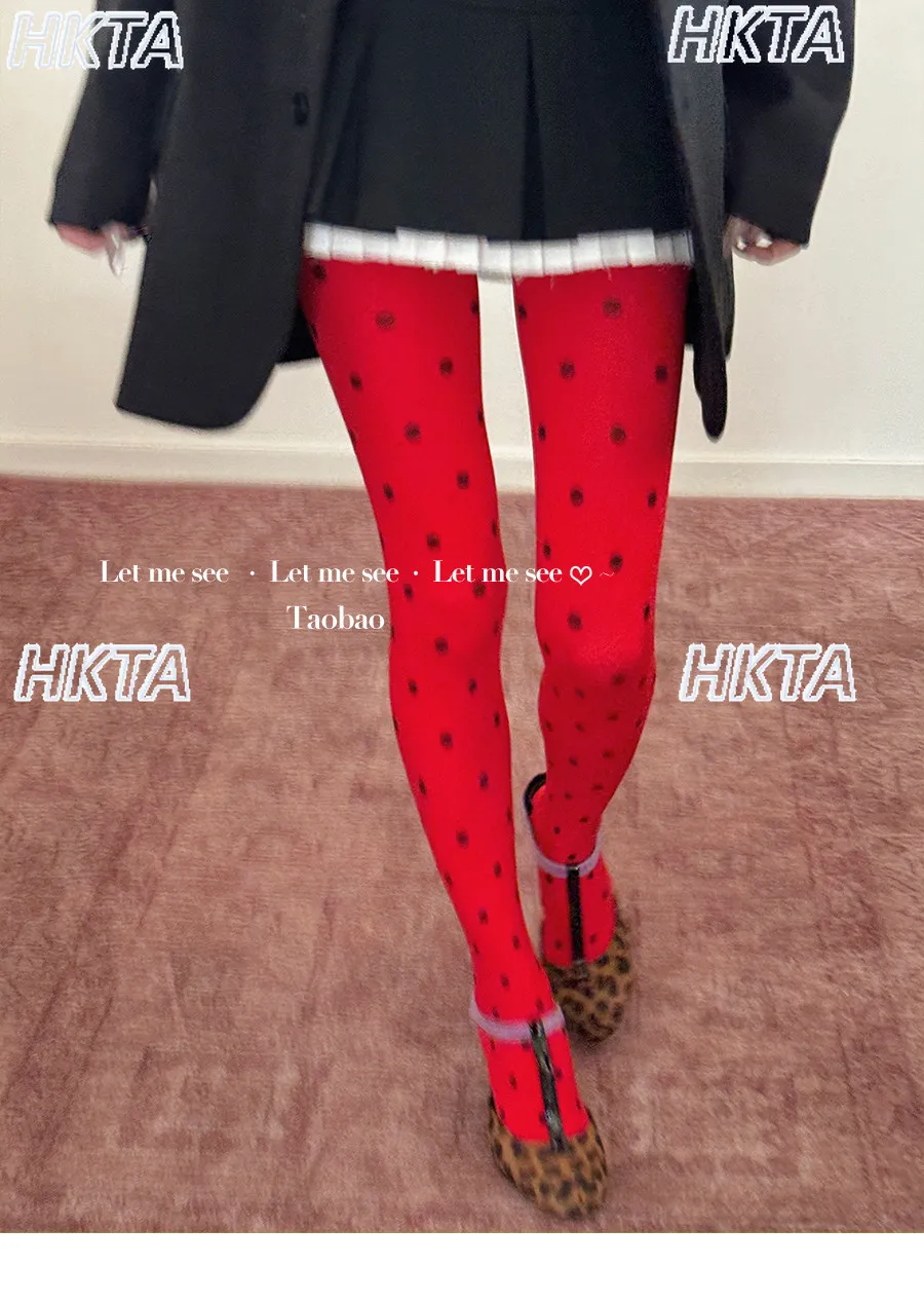 Homemade Niche Polka Dot Pantyhose Women Girls Spring Summer New Red Velvet Stockings Dot Leggings Pantyhose Tight Stockings