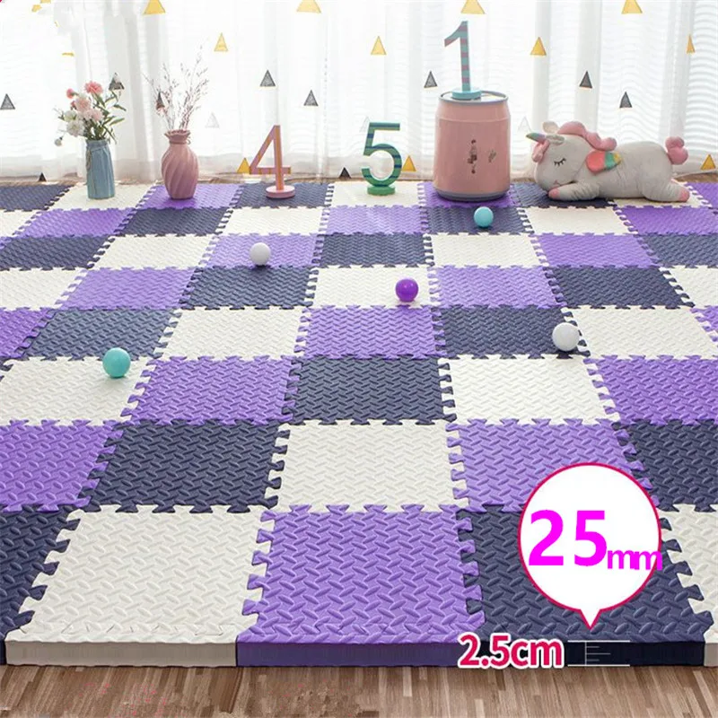 Matras kegiatan tebal 2.5cm untuk bayi, matras bermain bayi 8 buah, matras permainan Tatame, matras merangkak, matras kebisingan, matras lantai bayi