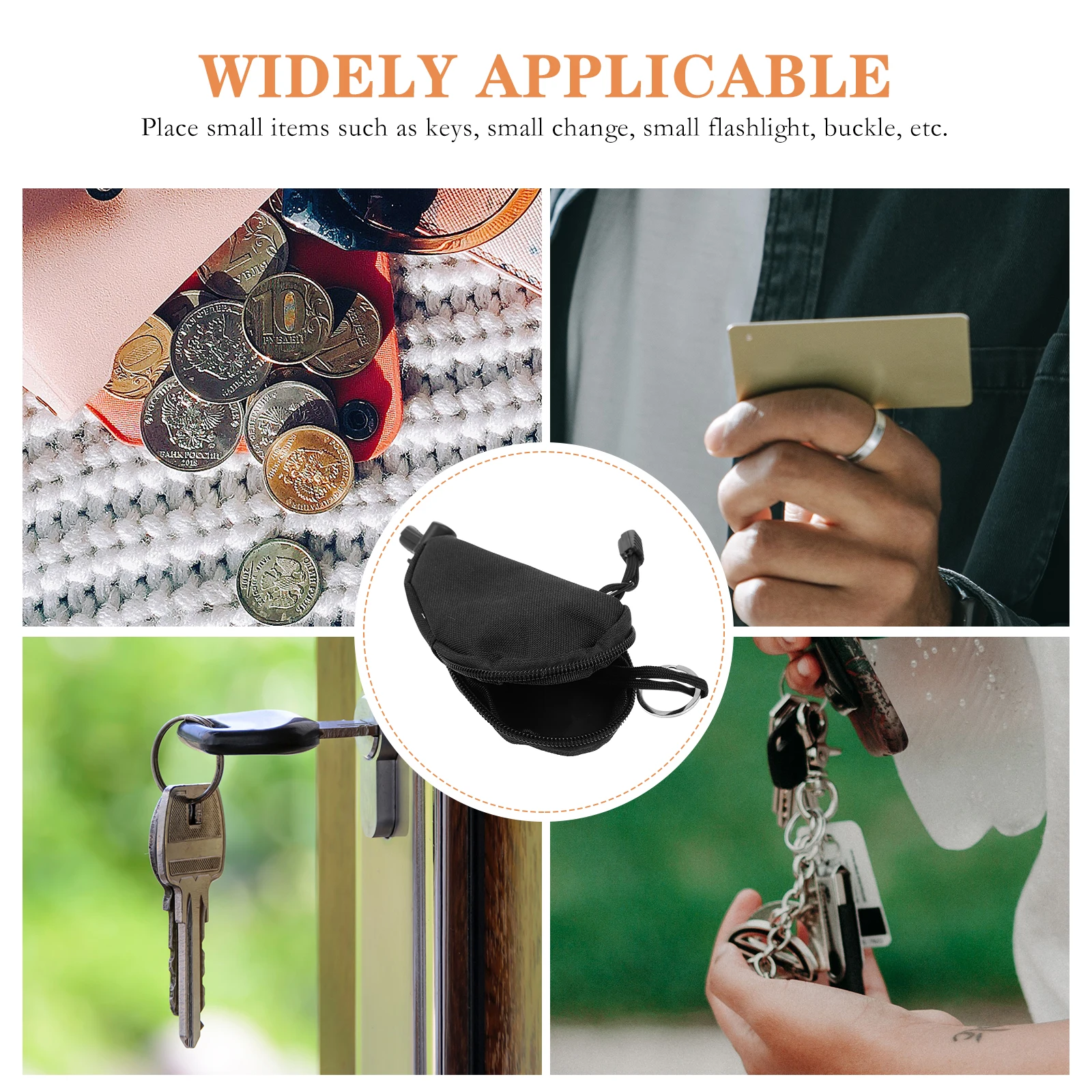 

Outdoor Key Bag Oxford Fabric Durable Simple Design Practical Travel Shopping School Work Cash Pouch Key Holder Storage