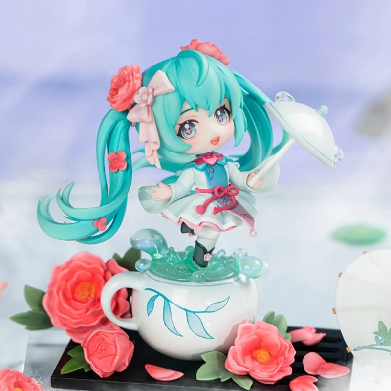 In Stock Original Qingcang Vocaloid Hatsune Miku Figure Lotus Pond Qversion 15cm Anime Figurine Model For Boys Gift Toys