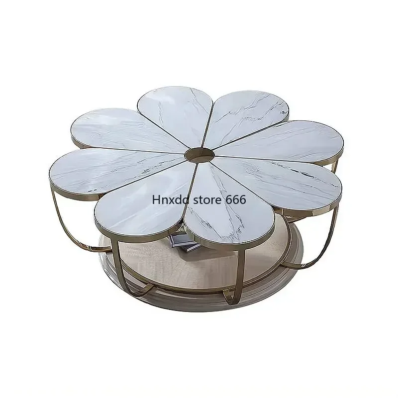 Petal shape lotus coffee table, small apartment stainless steel combination side table